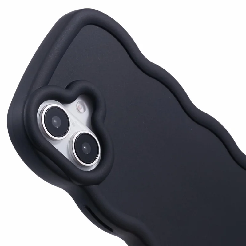 For iPhone 17 Case TPU Protective Phone Cover Unique Curly Wave Frame - Black