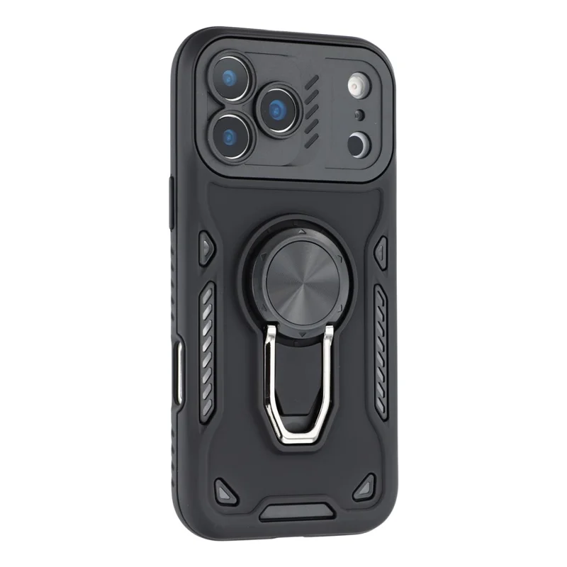 Cover per iPhone 17 Pro Max con Supporto Antiurto TPU + PC Posteriore del Telefono - Nero