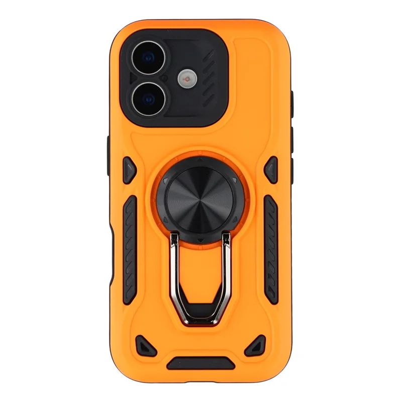 For iPhone 17 Case with Kickstand Shockproof TPU + PC Phone Back Cover - Orange