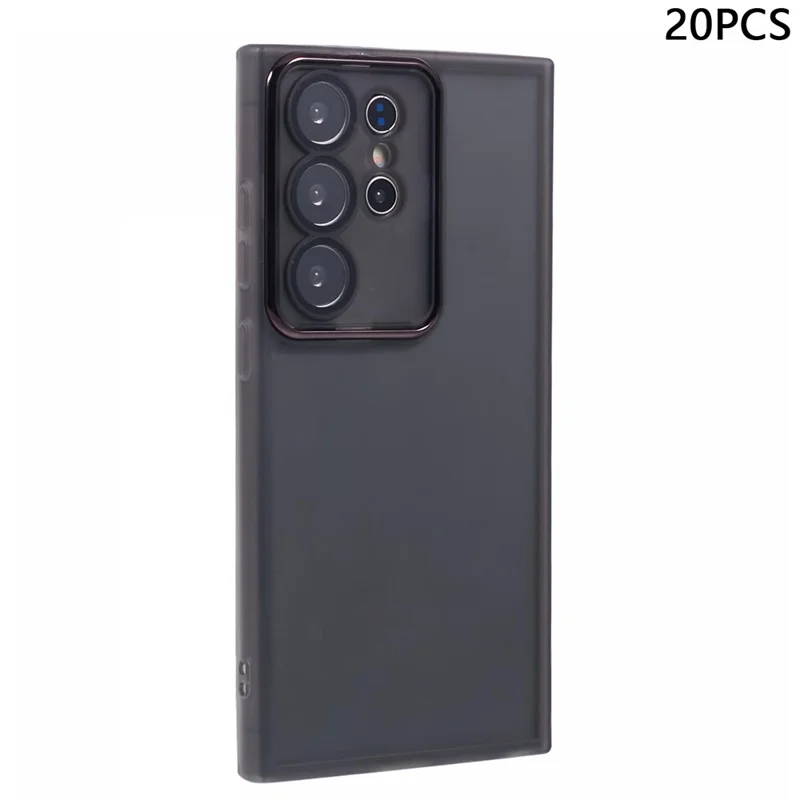 Bulk Purchasing 20Pcs For Samsung Galaxy S24 Ultra Case Electroplated Camera Frame TPU Phone Cover Precise Cutouts - Transparent Black