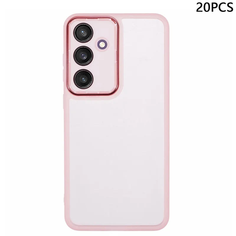Bulk Purchasing 20Pcs For Samsung Galaxy S24 FE Case Electroplated Camera Frame TPU Phone Cover Precise Cutouts - Transparent Pink