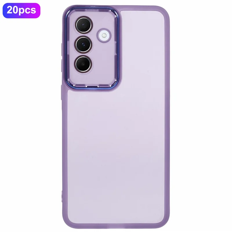 Compra em Massa 20 Unidades para Capa do Samsung Galaxy A36 5G Moldura da Câmera Eletroplatinada Capa de Telefone TPU com Recortes Precisos - Roxo Transparente