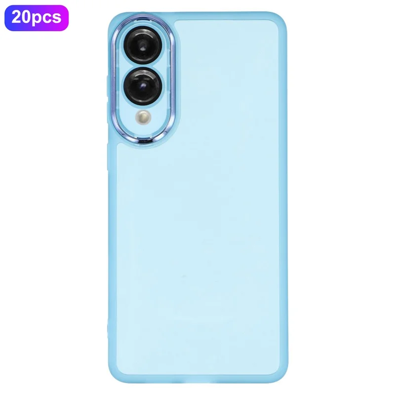 Acquisto all'ingrosso 20 pezzi per custodia Samsung Galaxy S25 Edge Cornice fotocamera placcata in metallo TPU Copertura telefonica con tagli precisi - Blu trasparente