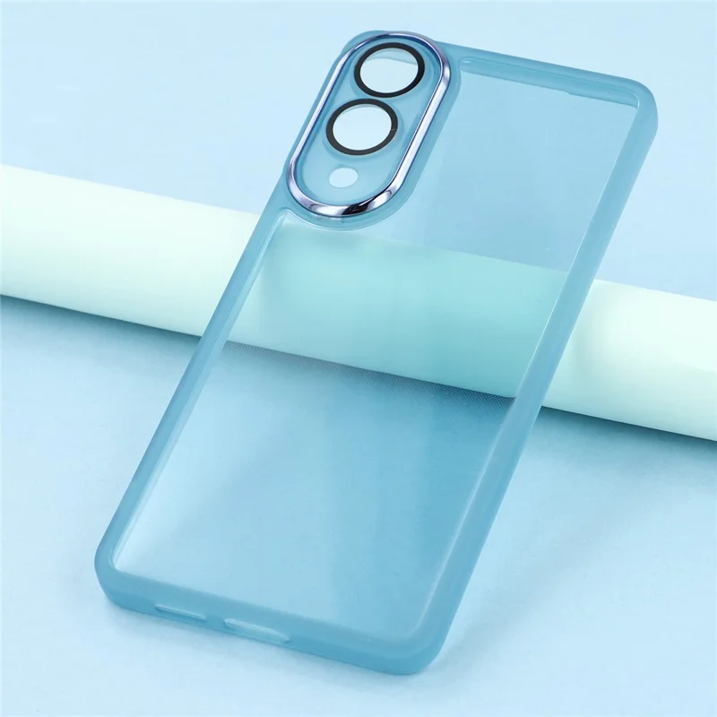 Acquisto all'ingrosso 20 pezzi per custodia Samsung Galaxy S25 Edge Cornice fotocamera placcata in metallo TPU Copertura telefonica con tagli precisi - Blu trasparente