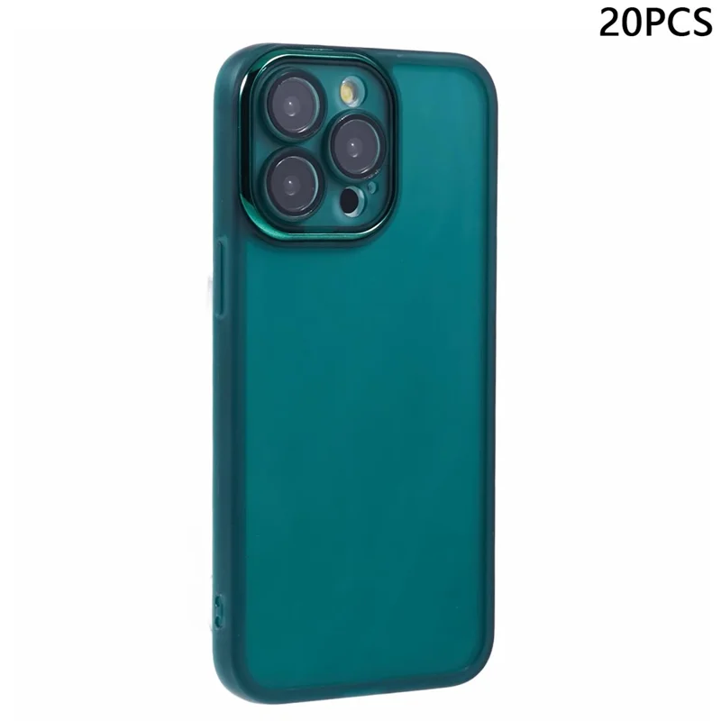 Achat en gros 20 Pièces Étui pour iPhone 13 Pro Cadre de Caméra Électrolytique Housse de Téléphone TPU Découpes Précises - Transparent Vert