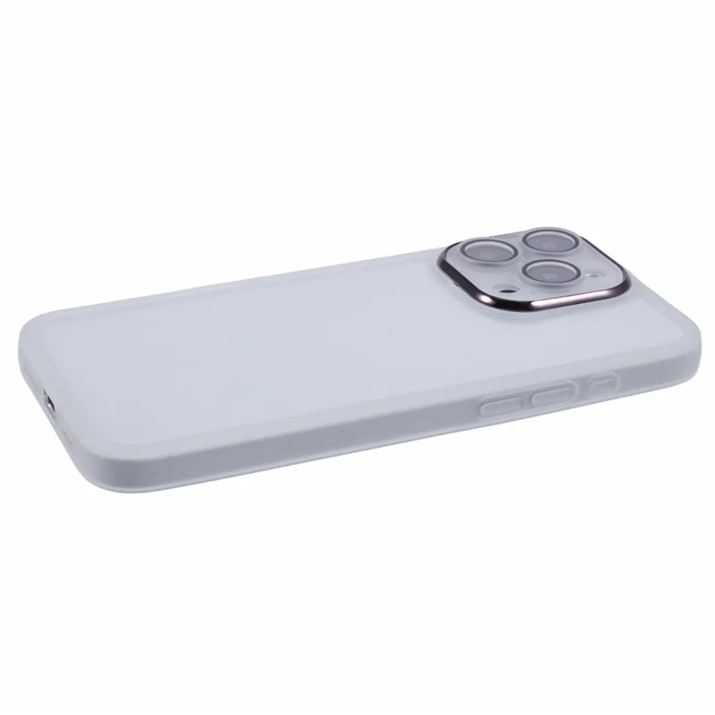Achat en gros 20 Pièces Étui pour iPhone 16 Pro Cadre de Caméra Électroplaté Coque de Téléphone TPU Découpes Précises - Blanc Transparent