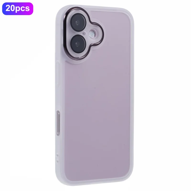 Compra em Bulk 20 Peças de Capa para iPhone 16 Plus com Moldura Eletroplastada para Câmera, Capa de Telefone TPU com Recortes Precisos - Branco Transparente