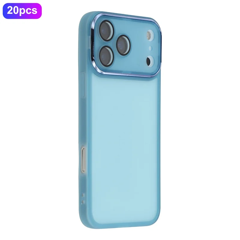 Acquisto all'ingrosso 20 Pezzi Cover per iPhone 17 Pro Max con Cornice Fotocamera Elettroplaccata in TPU - Blu Trasparente