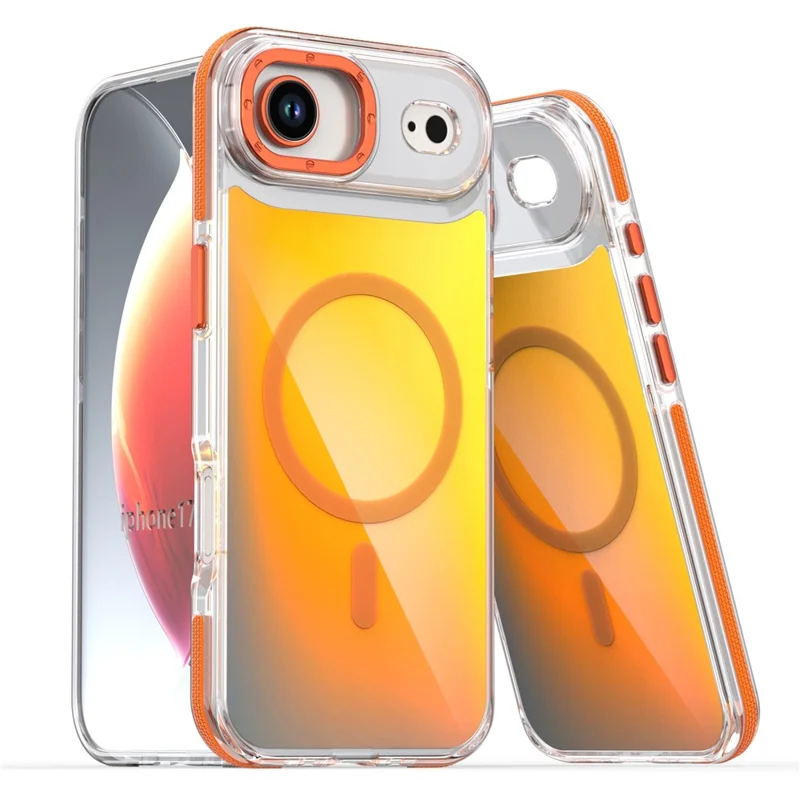 For iPhone 17 Air Case Compatible with MagSafe Color Changing TPU Acrylic Phone Back Cover - Orange