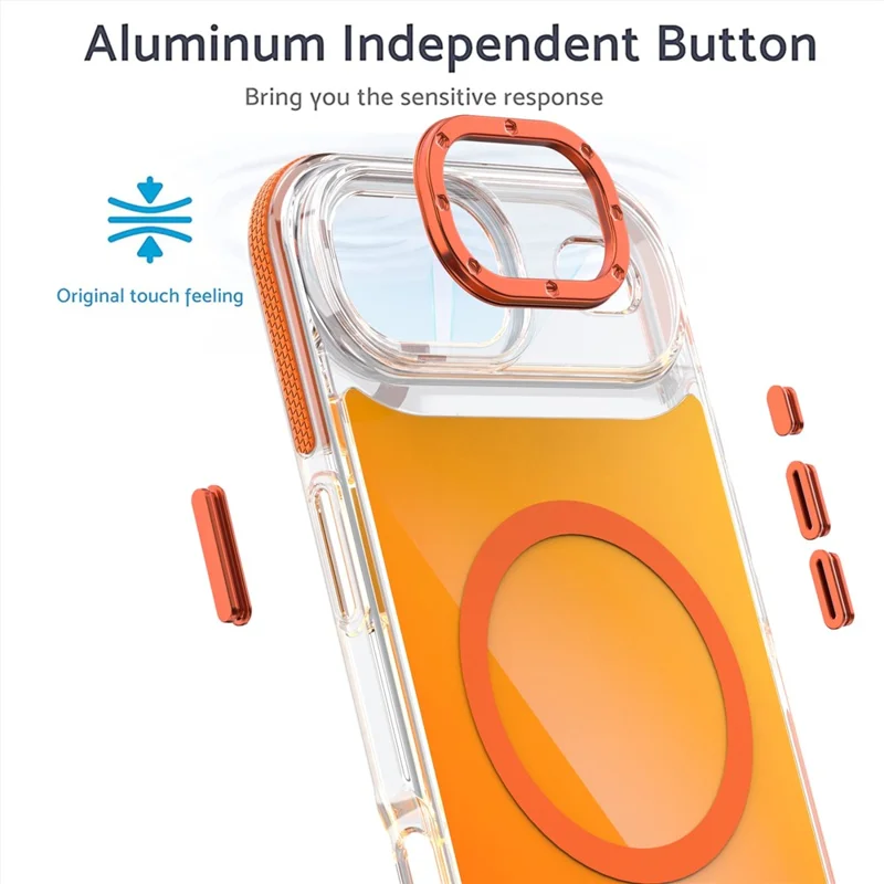 For iPhone 17 Air Case Compatible with MagSafe Color Changing TPU Acrylic Phone Back Cover - Orange