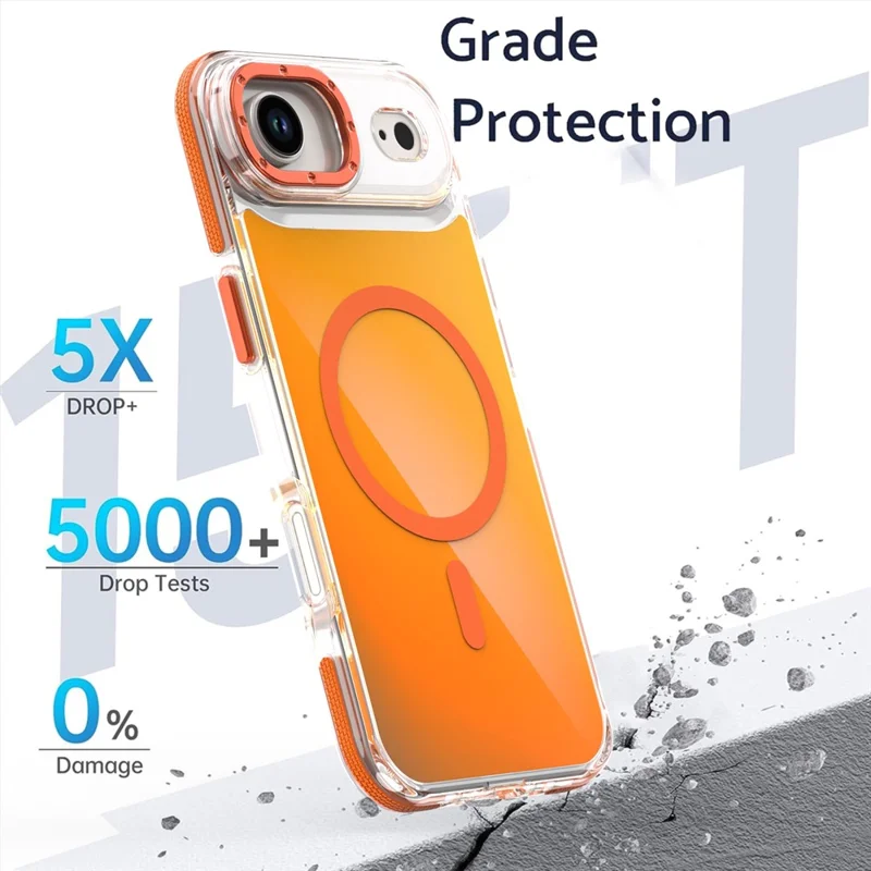 For iPhone 17 Air Case Compatible with MagSafe Color Changing TPU Acrylic Phone Back Cover - Orange