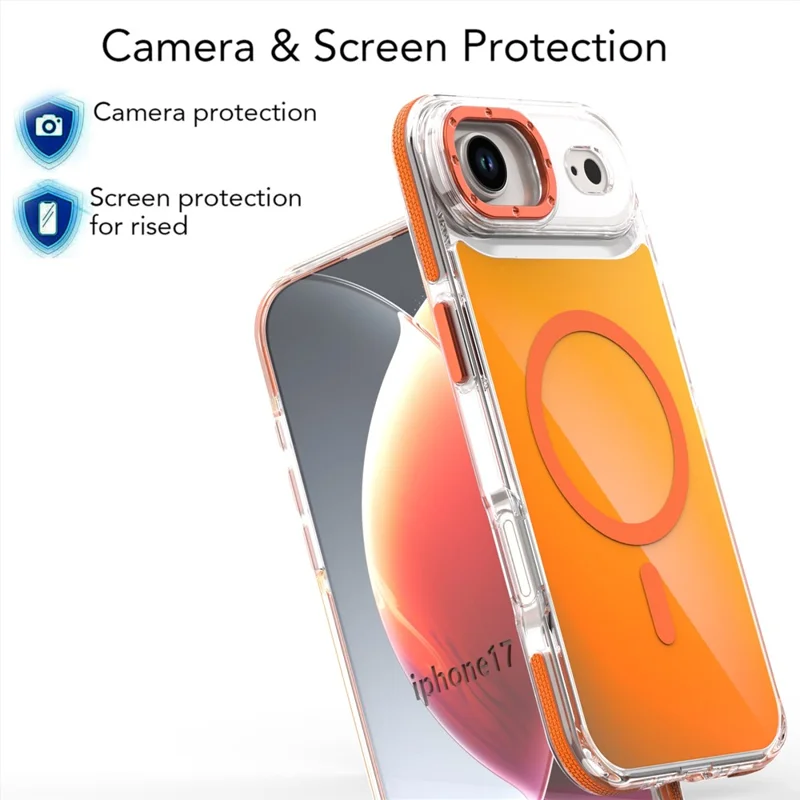 For iPhone 17 Air Case Compatible with MagSafe Color Changing TPU Acrylic Phone Back Cover - Orange