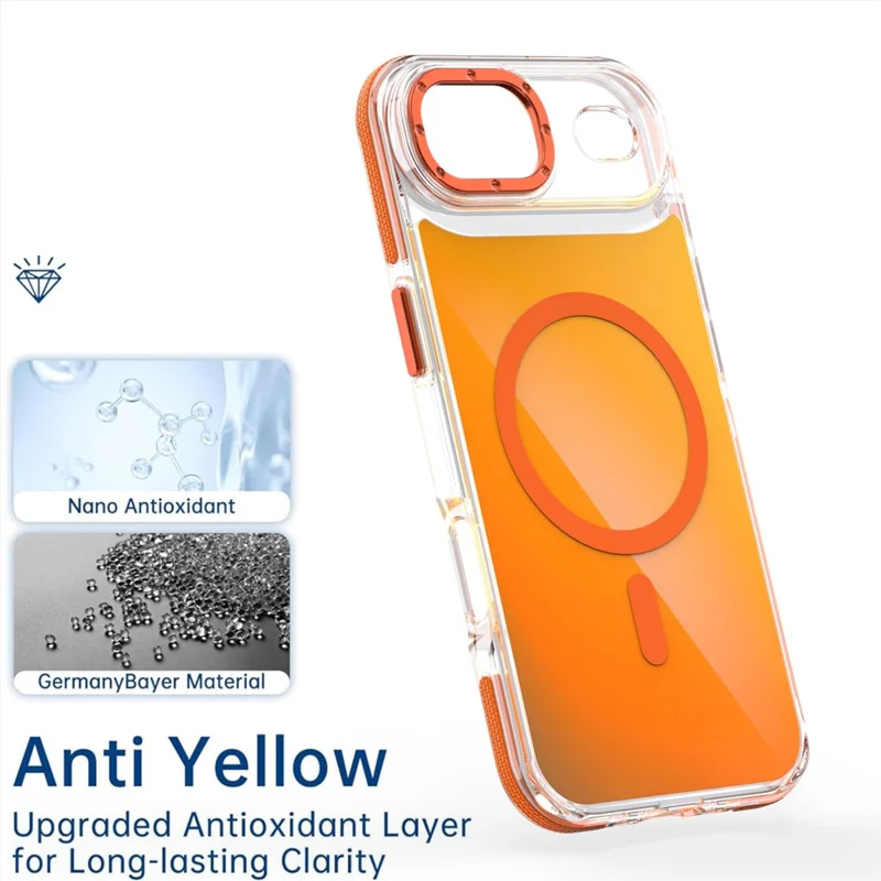 For iPhone 17 Air Case Compatible with MagSafe Color Changing TPU Acrylic Phone Back Cover - Orange