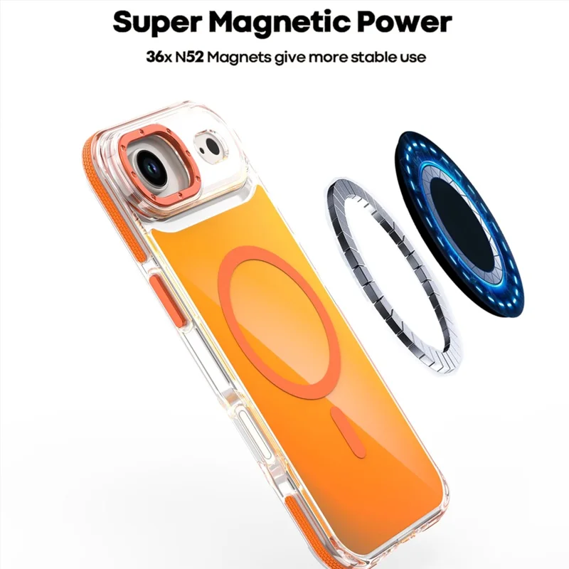 For iPhone 17 Air Case Compatible with MagSafe Color Changing TPU Acrylic Phone Back Cover - Orange
