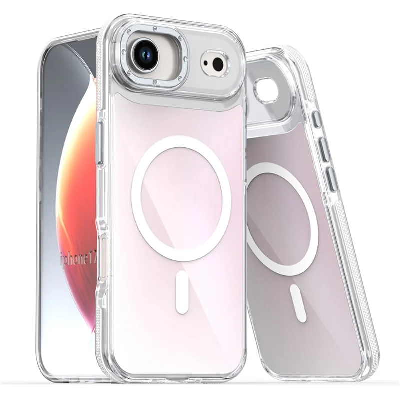 For iPhone Air Case Compatible with MagSafe Cute Fluorescent Design TPU Acrylic Phone Back Cover - White