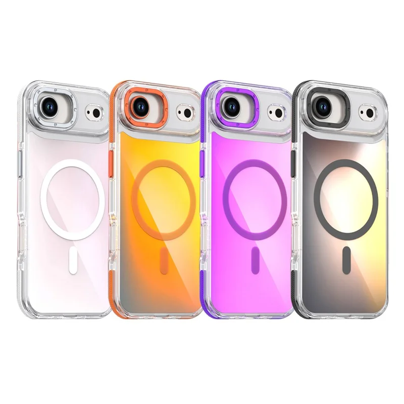 For iPhone Air Case Compatible with MagSafe Cute Fluorescent Design TPU Acrylic Phone Back Cover - White