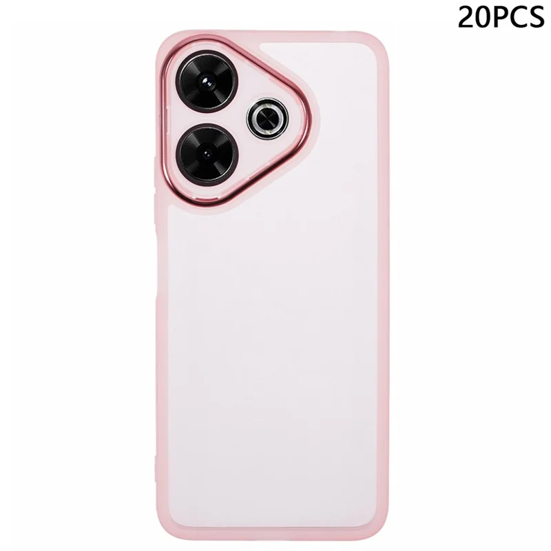 Bulk Purchasing 20Pcs For Xiaomi Redmi 13 4G Case Electroplated Camera Frame TPU Phone Cover Precise Cutouts - Transparent Pink