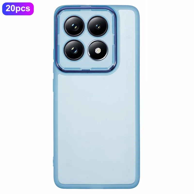 Compra a granel de 20 Fundas para Xiaomi 14T Pro con Marco de Cámara Electrocromado de TPU, Cortes Precisos - Transparente Azul