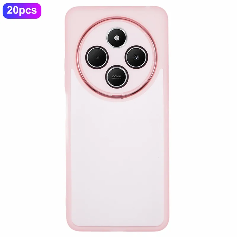 Großeinkauf 20 Stück TPU-Hülle für Xiaomi Redmi 14C 4G / 14R 5G / Poco C75 4G Elektrolytisch beschichteter Kamerarahmen Handyhülle mit präzisen Ausschnitten - Transparent Rosa