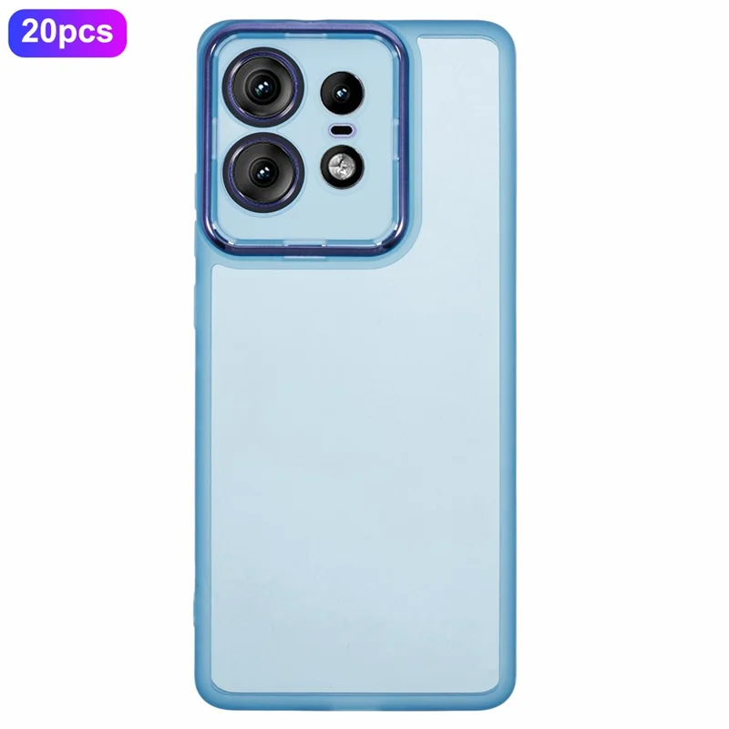 Großeinkauf 20 Stück Motorola Edge 50 Pro 5G Hülle Elektrolytisch verchromter Kamerarahmen TPU Handyhülle mit präzisen Ausschnitten - Transparent Blau