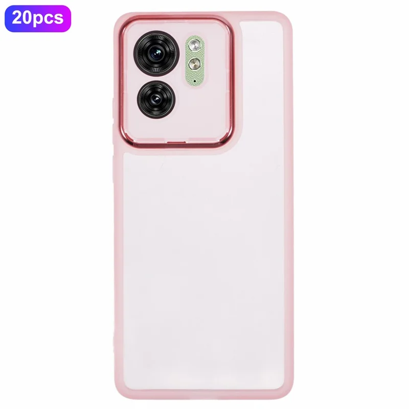 Achat en gros 20 Pièces Étui pour Motorola Edge 40 5G Cadre de Caméra Électroplacé Coque de Téléphone TPU Découpes Précises - Rose Transparent