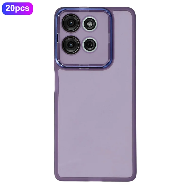 Bulk Purchasing 20Pcs For Motorola Moto G75 5G Case Electroplated Camera Frame TPU Phone Cover Precise Cutouts - Transparent Purple