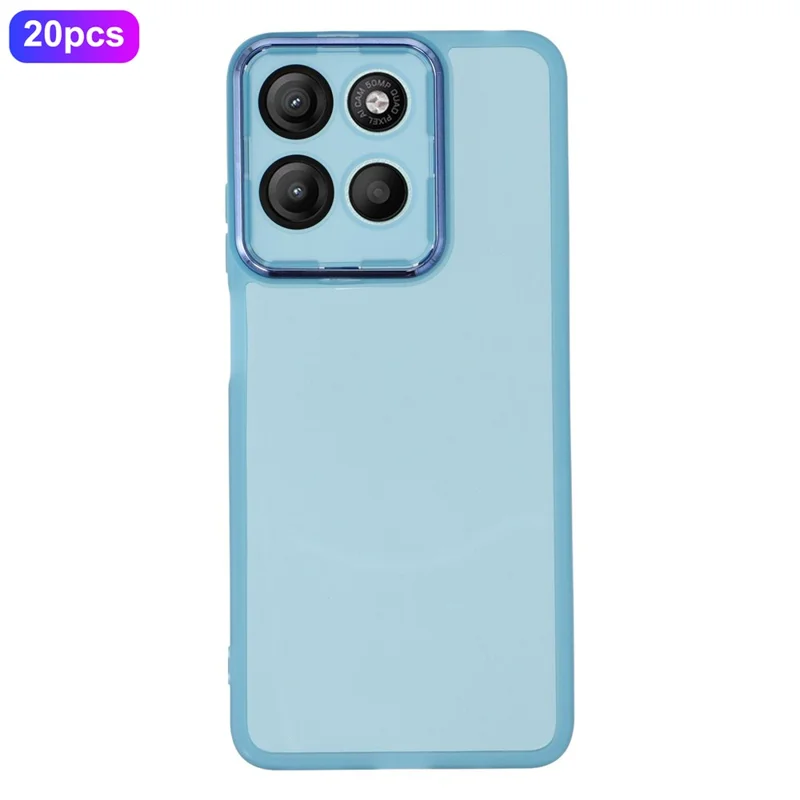 Bulk Purchasing 20Pcs For Motorola Moto G17 Power 4G / G17 4G / G15 4G / G15 Power 4G Case Electroplated Camera Frame TPU Phone Cover Precise Cutouts - Transparent Blue