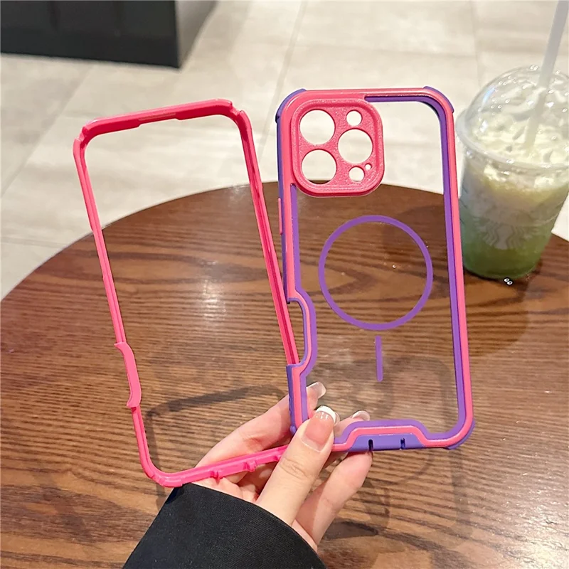 For iPhone 16 Pro Magnetic Case Detachable 4 in 1 TPU PC Acrylic Shockproof Phone Back Cover - Black