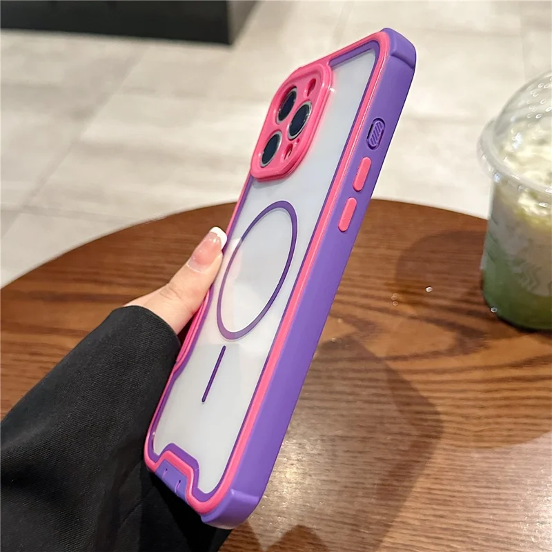 For iPhone 16 Pro Magnetic Case Detachable 4 in 1 TPU PC Acrylic Shockproof Phone Back Cover - Black