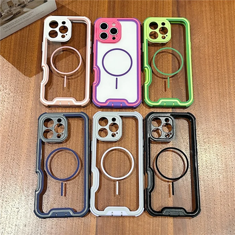 For iPhone 16 Pro Magnetic Case Detachable 4 in 1 TPU PC Acrylic Shockproof Phone Back Cover - Black