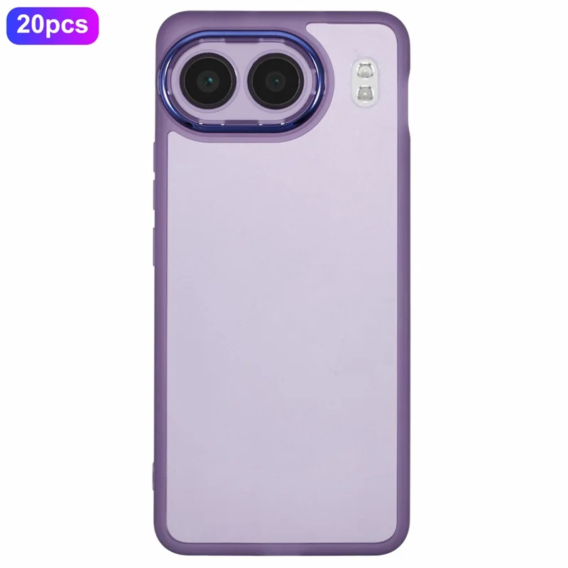 Compra em Bulk 20 Peças para Capa do OnePlus Nord 4 com Moldura de Câmera Galvanizada em TPU, Recortes Precisos - Transparente Roxo