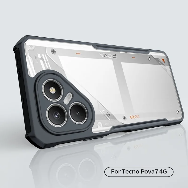XUNDD Para TECNO Pova 7 4G Capa Resistente a Quedas TPU + Capa Traseira Transparente de Acrílico