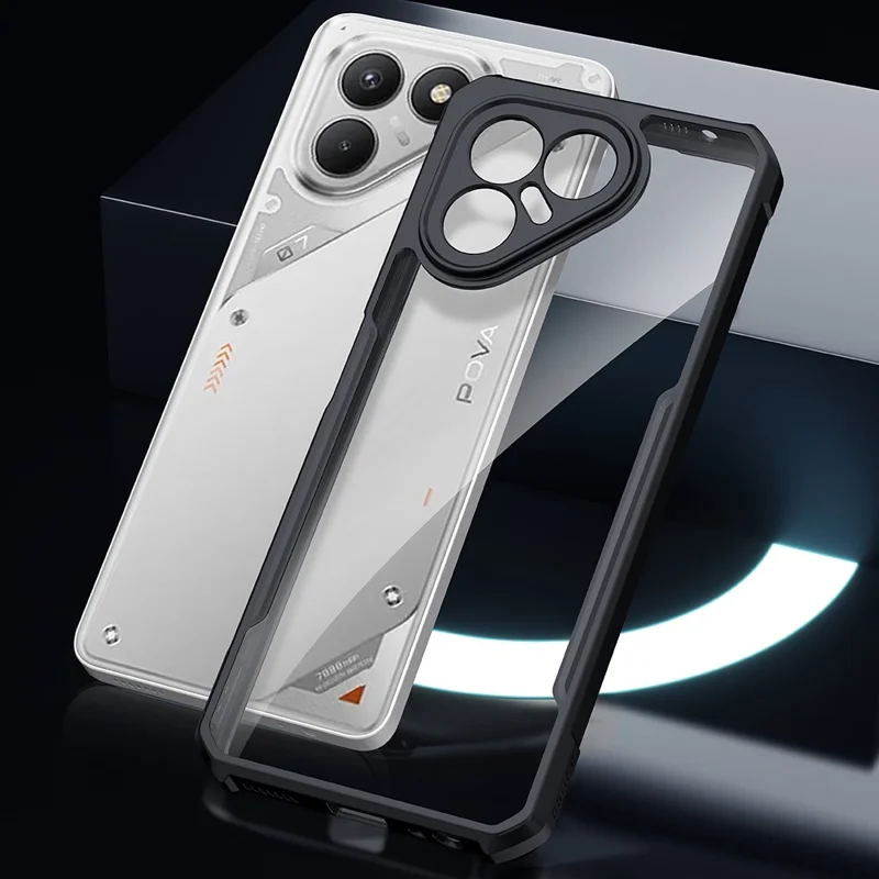 XUNDD Para TECNO Pova 7 4G Capa Resistente a Quedas TPU + Capa Traseira Transparente de Acrílico