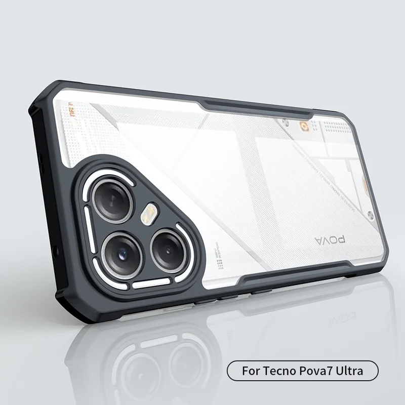 Capa XUNDD para TECNO Pova 7 Ultra 5G Antichoque TPU + Acrílico Transparente para Celular