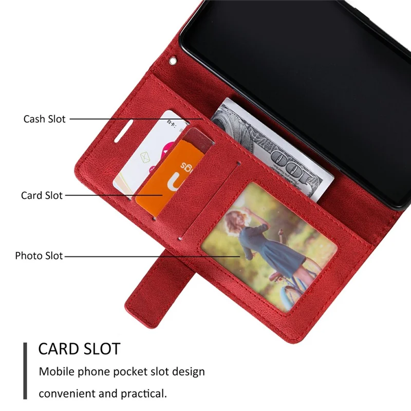 For iPhone 18 Pro Max / 17 Pro Max Case Imprinted Lines PU Leather Splicing Wallet Phone Cover - Red