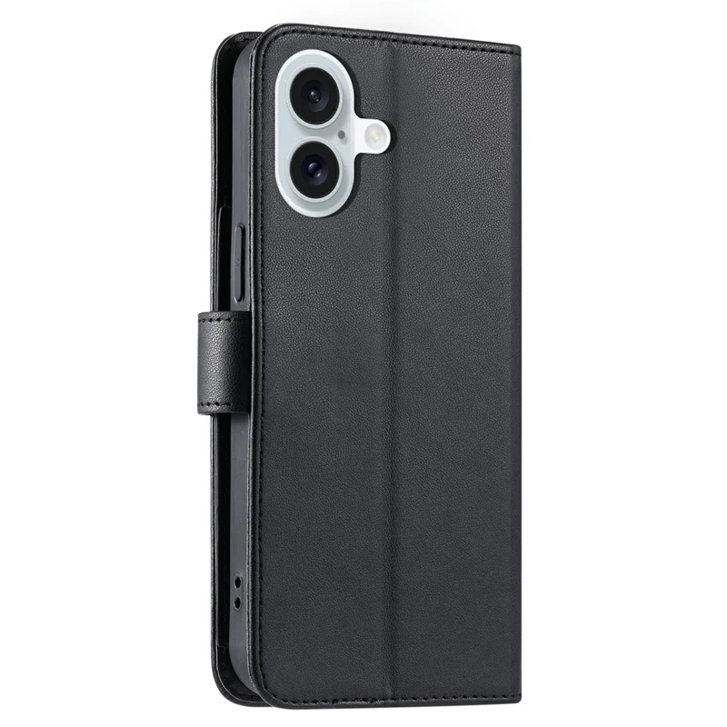 For iPhone 17 Case Ring Buckle Wallet Stand Rhombus Crossbody Leather Mobile Cover - Black