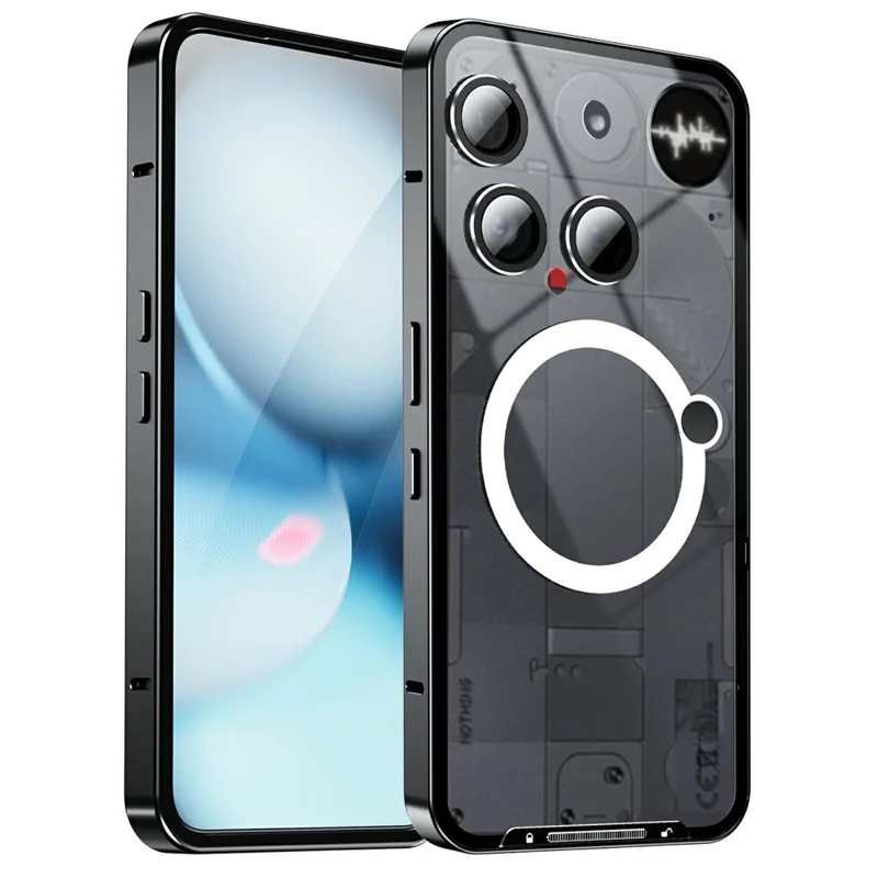 Magic Shield Magnetic Series for Nothing Phone (3) 5G Case Metal + TPU Phone Cover with Lens Guard - Black