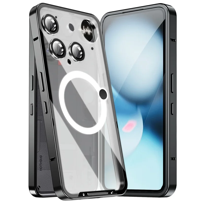 Magic Shield Magnetic Series for Nothing Phone (3) 5G Case Metal + TPU Phone Cover with Lens Guard - Black