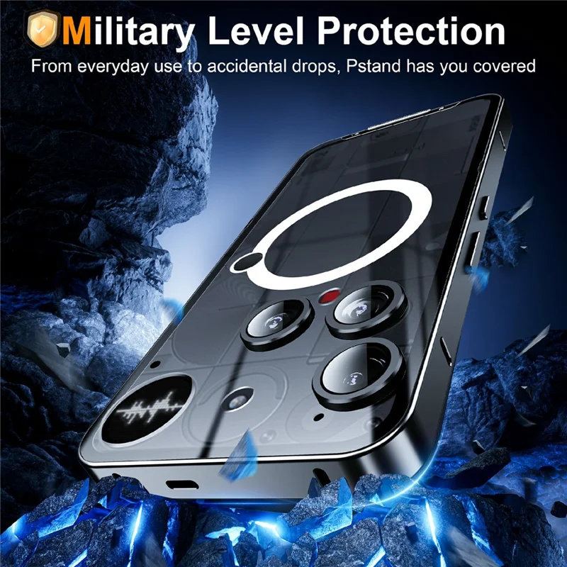 Magic Shield Magnetic Series for Nothing Phone (3) 5G Case Metal + TPU Phone Cover with Lens Guard - Black