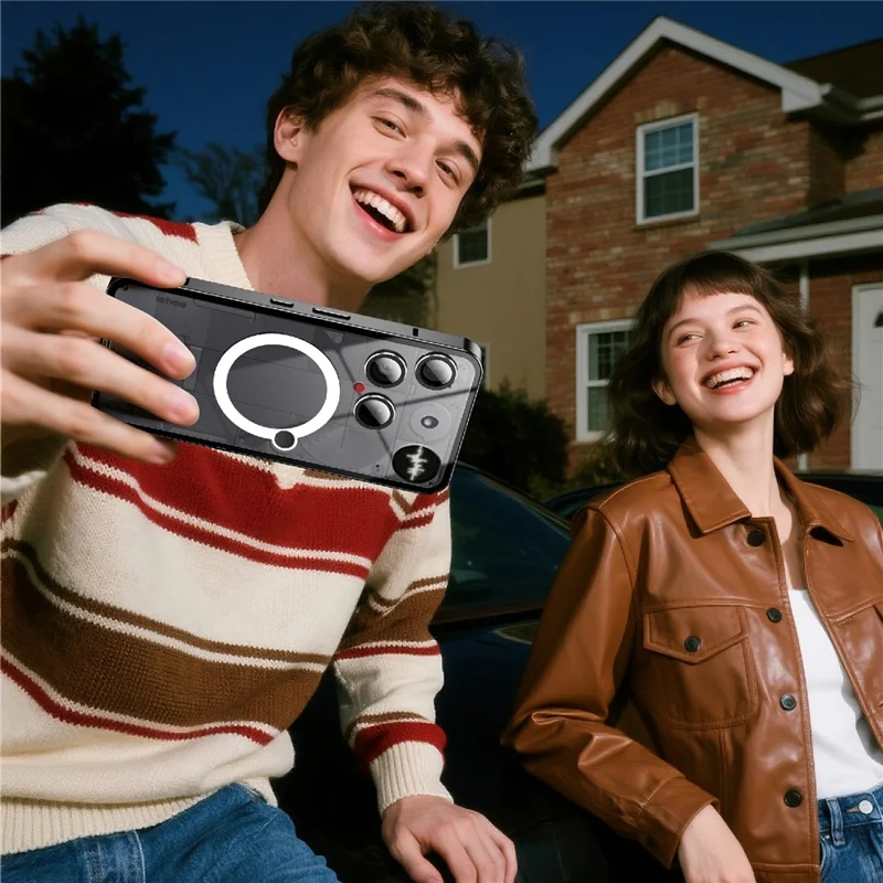 Magic Shield Magnetic Series for Nothing Phone (3) 5G Case Metal + TPU Phone Cover with Lens Guard - Black