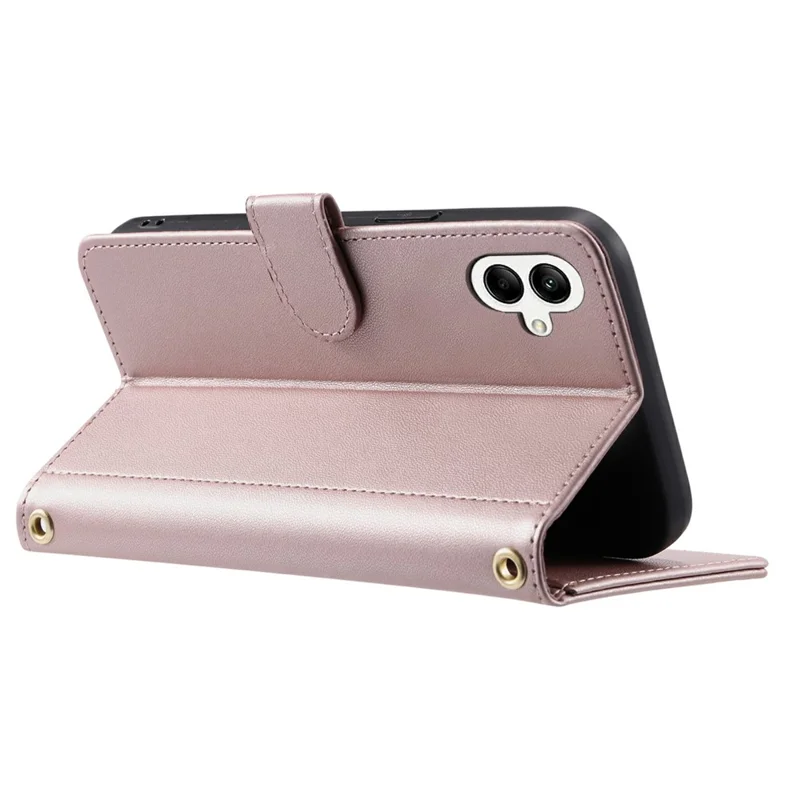 For Samsung Galaxy A07 4G Case Wallet Rhombus Grid PU Leather Phone Cover - Rose Gold