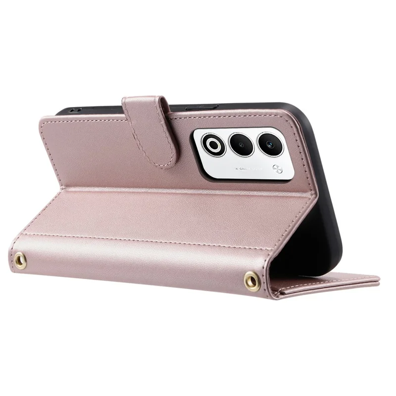 For Oppo A5 5G / 4G Case Wallet Rhombus Grid PU Leather Phone Cover - Rose Gold