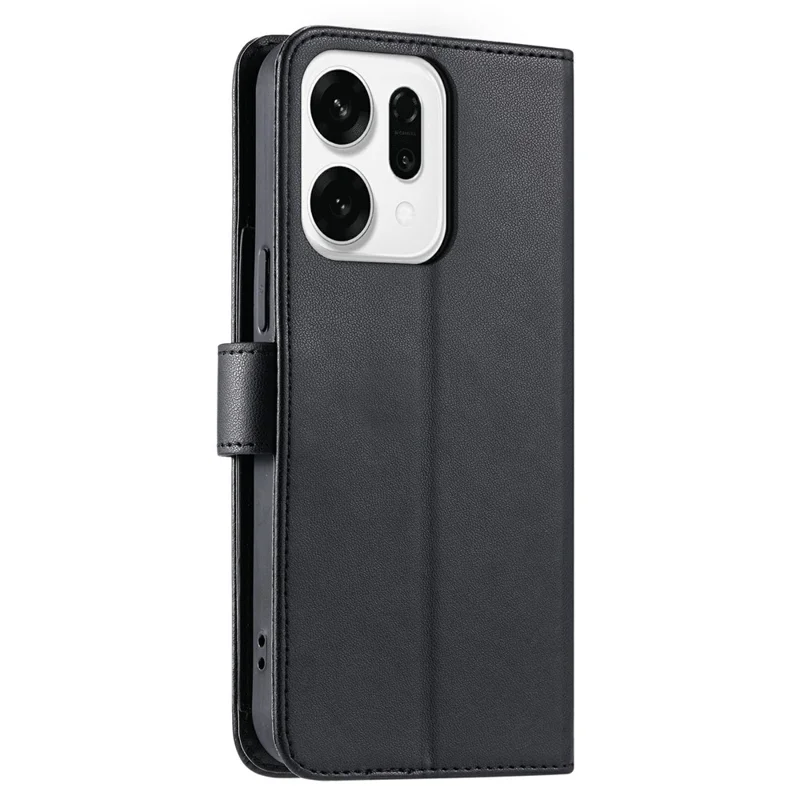 For Oppo Reno14 5G (Global) / Reno14 F 5G Case Ring Buckle Wallet Stand Rhombus Crossbody Leather Mobile Cover - Black
