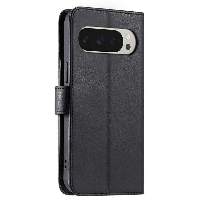 For Google Pixel 10 Pro XL Case Ring Buckle Wallet Stand Rhombus Crossbody Leather Mobile Cover - Black