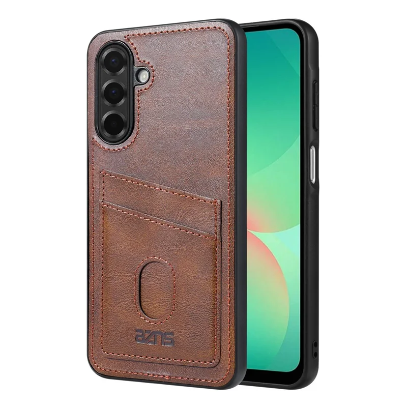 Capa AZNS K1 Series para Samsung Galaxy S25 FE em Couro de Bezerro com Proteção Antichoque PU + TPU - Café