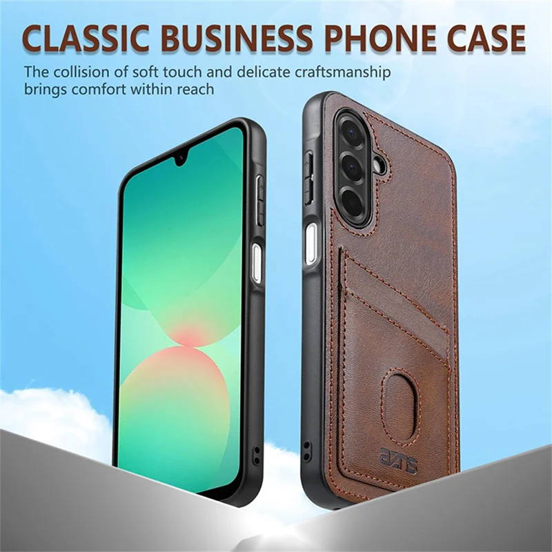 Capa AZNS K1 Series para Samsung Galaxy S25 FE em Couro de Bezerro com Proteção Antichoque PU + TPU - Café