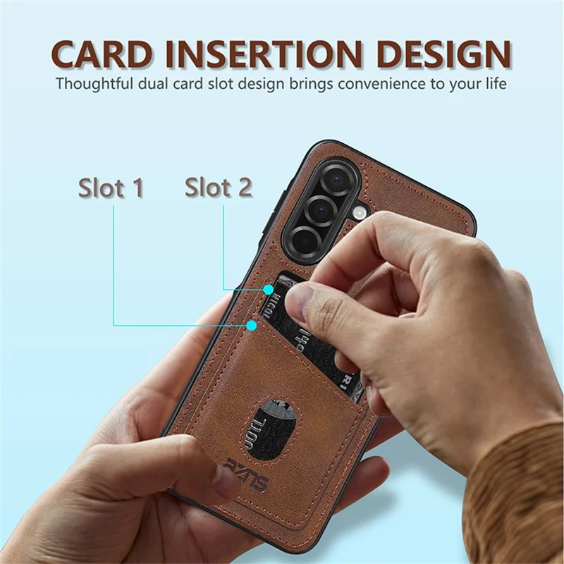 Capa AZNS K1 Series para Samsung Galaxy S25 FE em Couro de Bezerro com Proteção Antichoque PU + TPU - Café