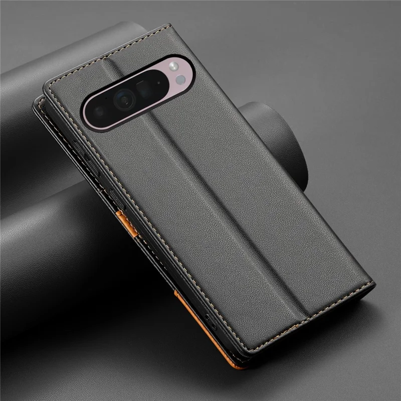 N.BEKUS P3 Handyhülle für Google Pixel 10 Pro XL / 9 Pro XL mit RFID-Schutz, Geldbörsen-Ständer, Kunstleder Flip Handycover - Schwarz