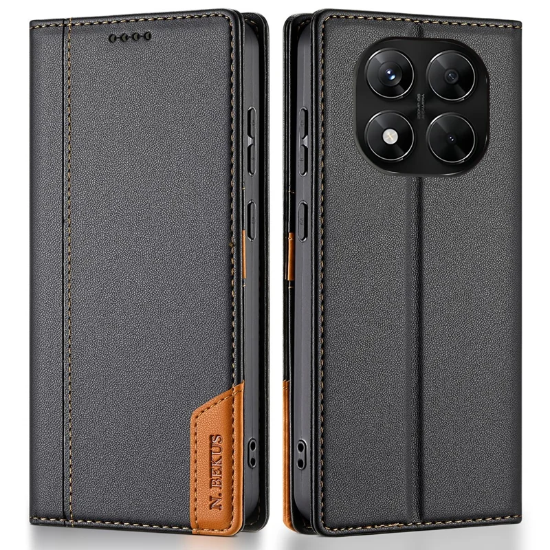 N.BEKUS P3 para Xiaomi Redmi Note 14 Pro+ 5G / Note 14 Pro 5G Funda Cartera con Bloqueo RFID, Soporte y Cuero PU Tipo Libro - Negro