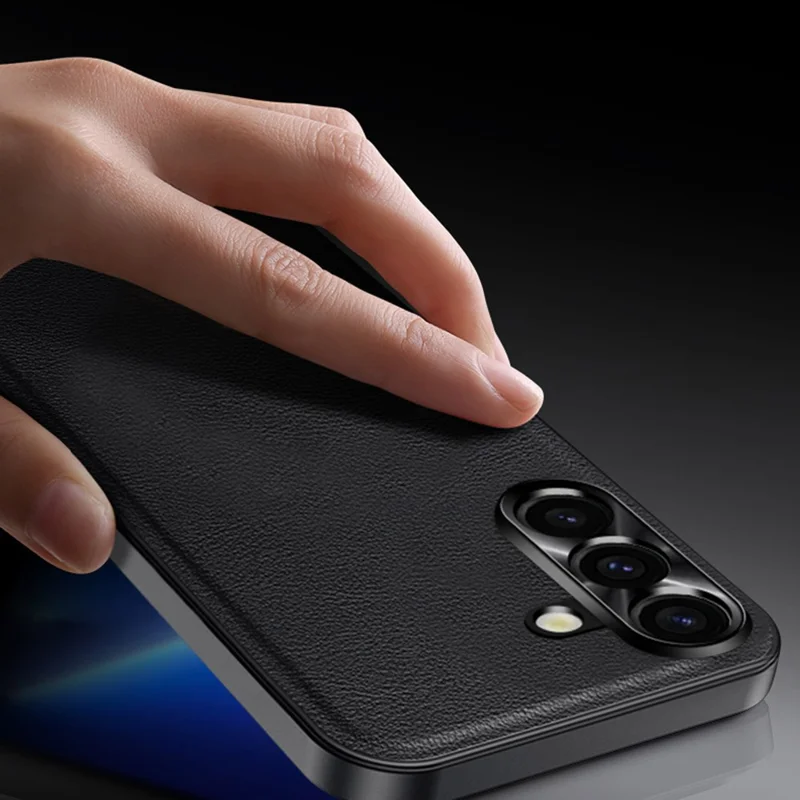 Étui pour Samsung Galaxy S24 FE en PU + TPU + PC avec Cadre de Lentille Métallique - Noir